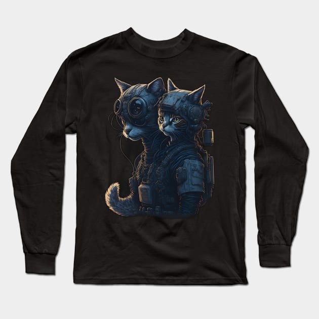Mecha Cat_005 Long Sleeve T-Shirt by Kulturmagazine